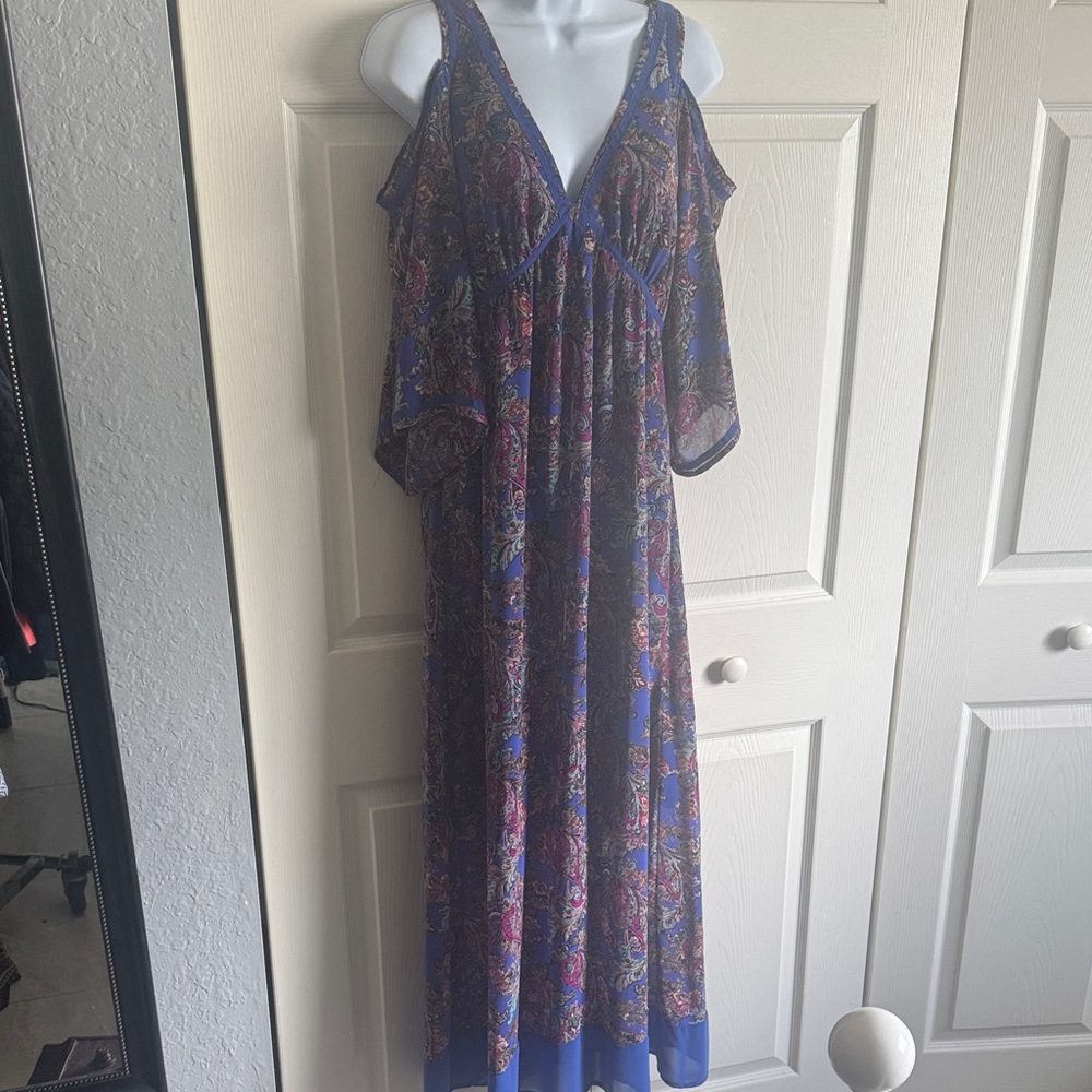 Nicole Blue and Pink Floral Maxi Dress